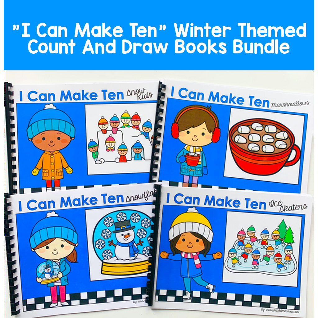 "I Can Make Ten" Winter Themed Count And Draw Books Bundle