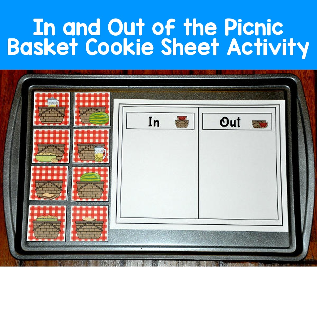 In and Out of the Picnic Basket Cookie Sheet Activity