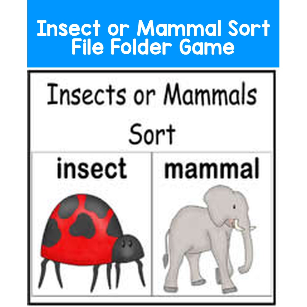 Insect or Mammal Sort File Folder Game