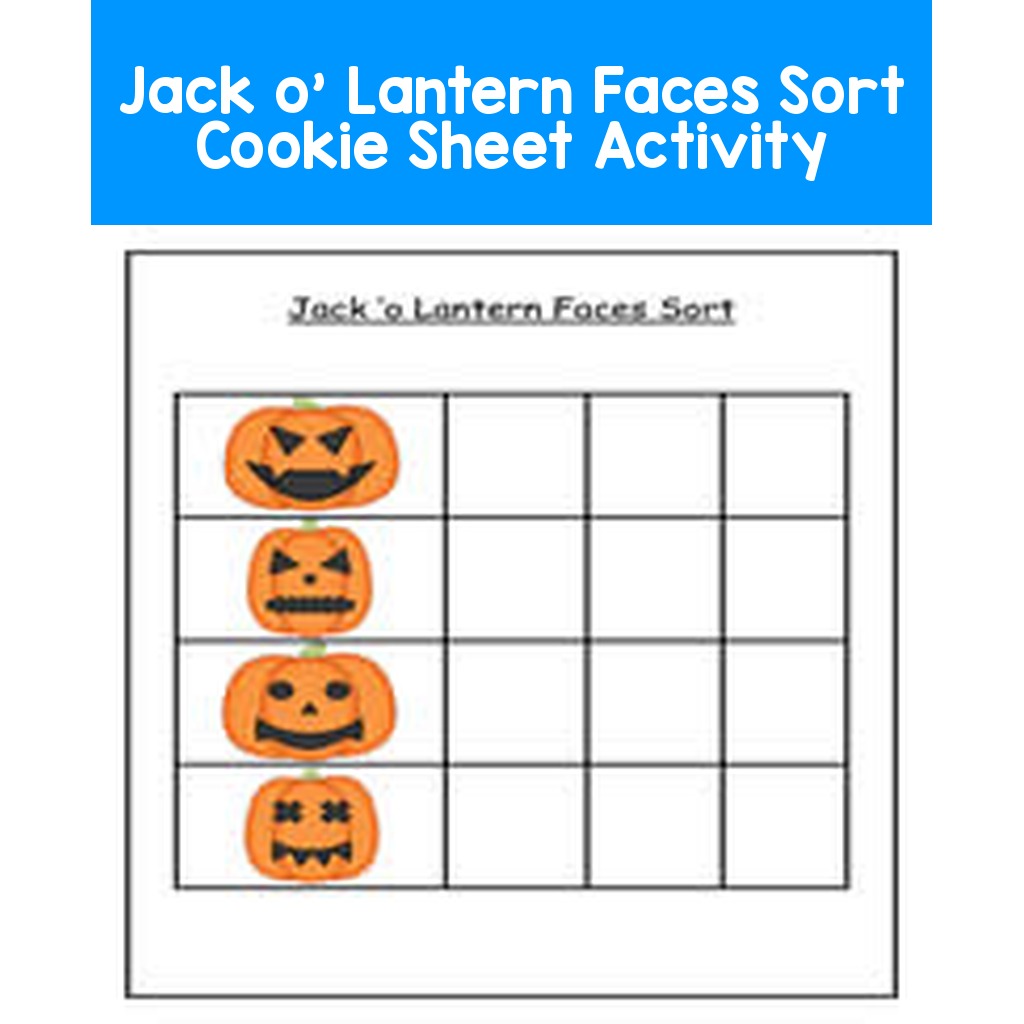 Jack o' Lantern Faces Sort Cookie Sheet Activity