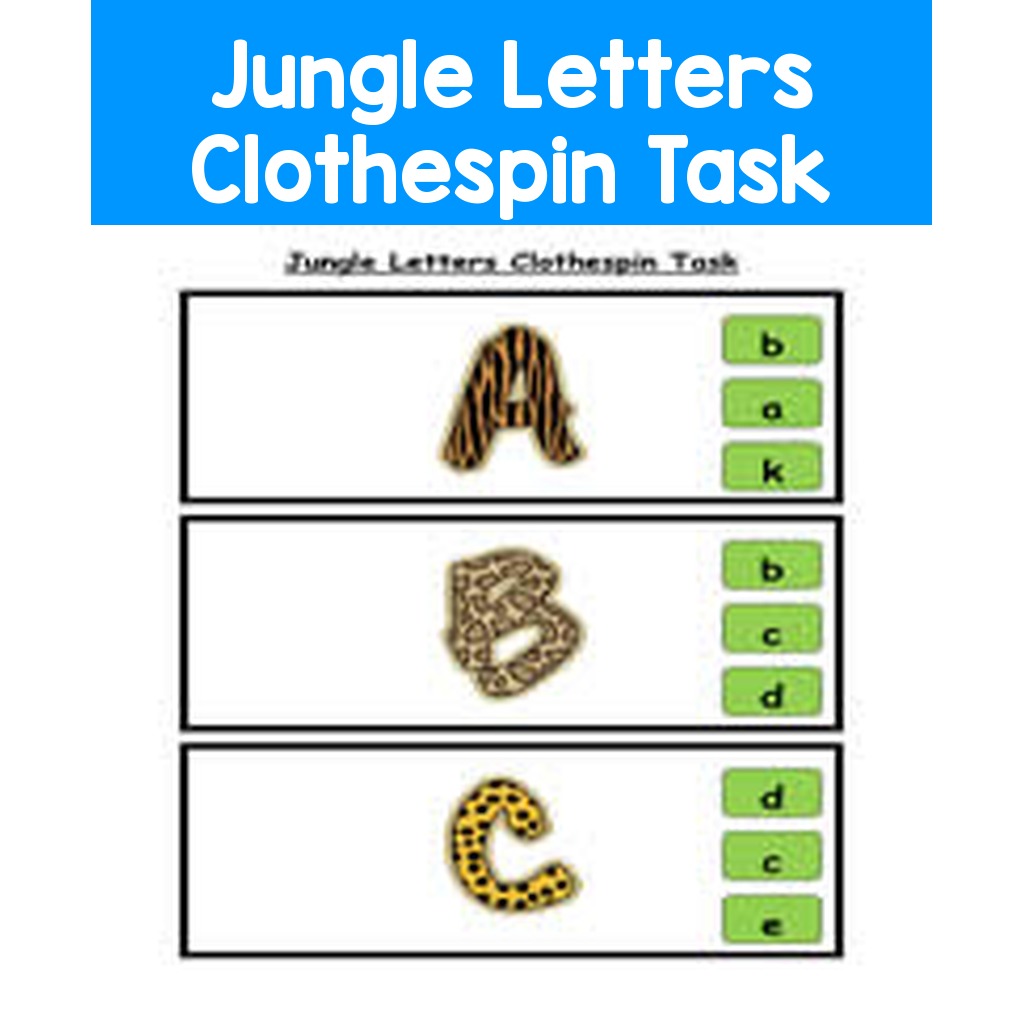 Jungle Letters Clothespin Task