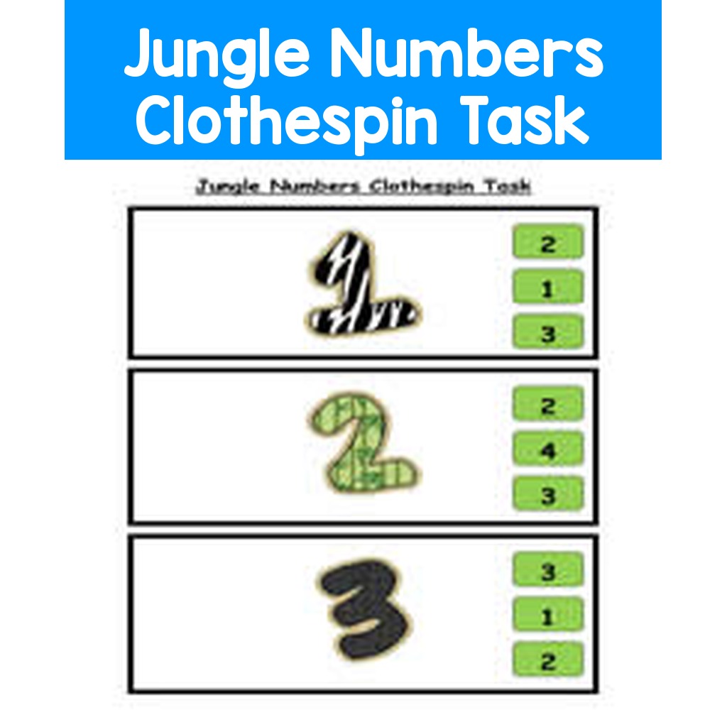 Jungle Numbers Clothespin Task