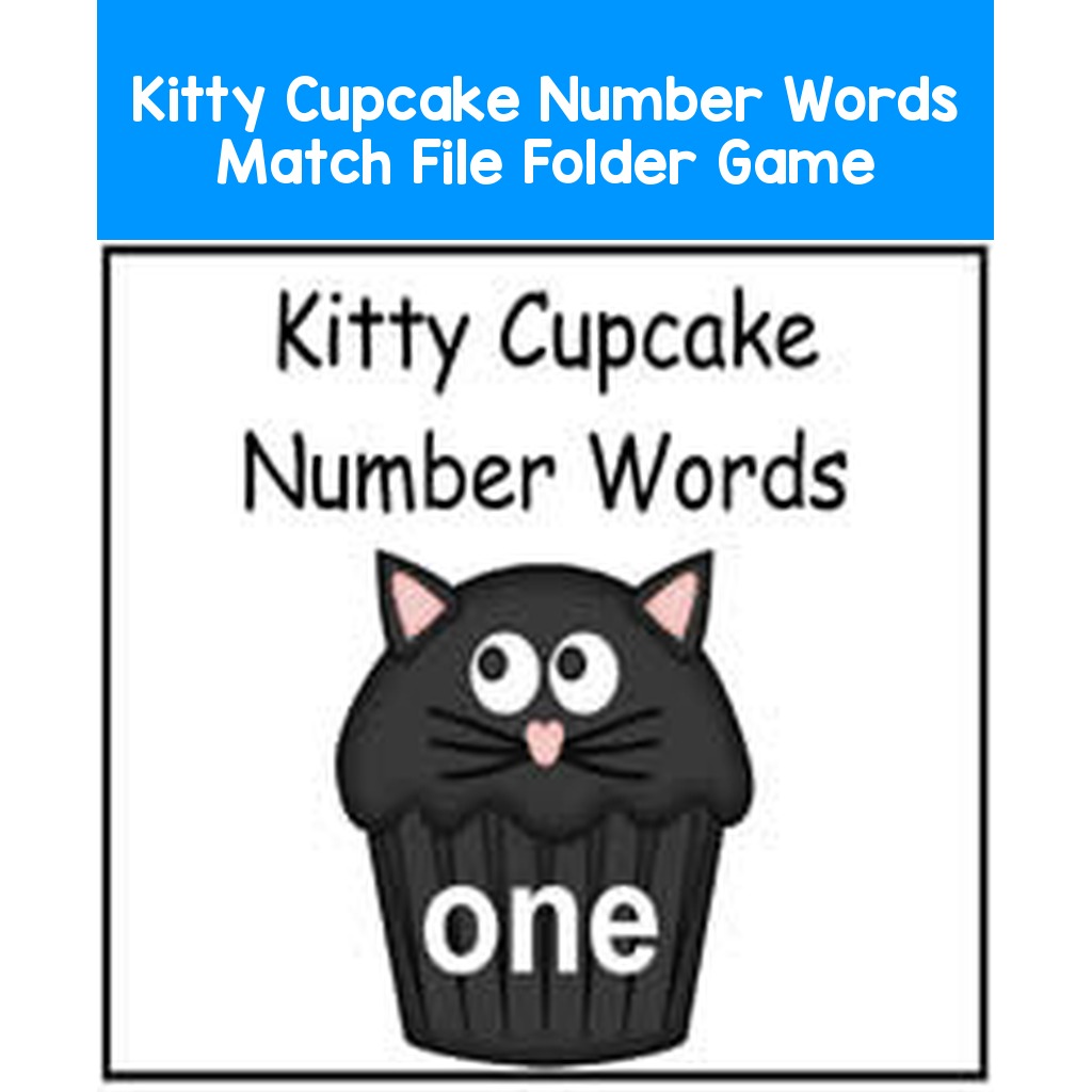 Kitty Cupcake Number Words Match File Folder Game