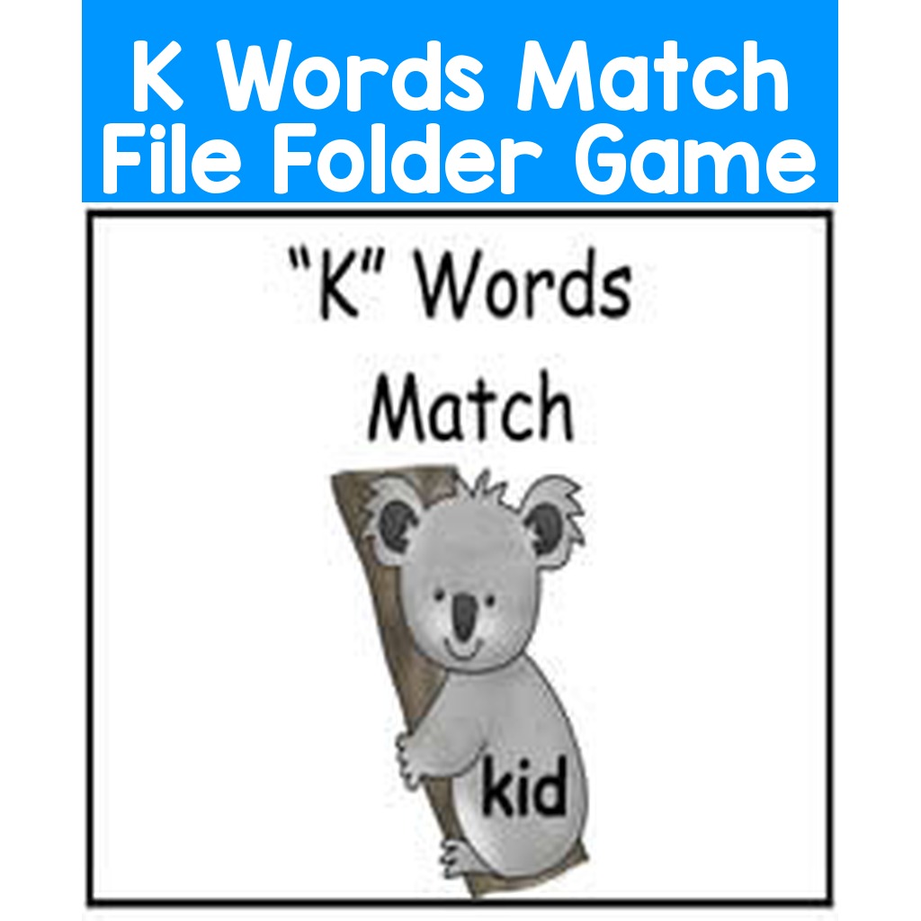 K Words Match File Folder Game