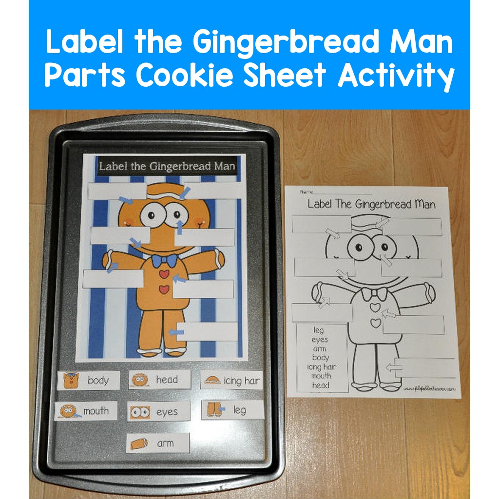 Label the Gingerbread Man Parts Cookie Sheet Activity