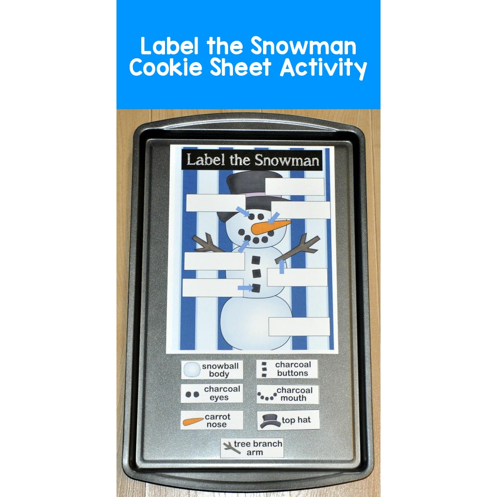 Label the Snowman Cookie Sheet Activity