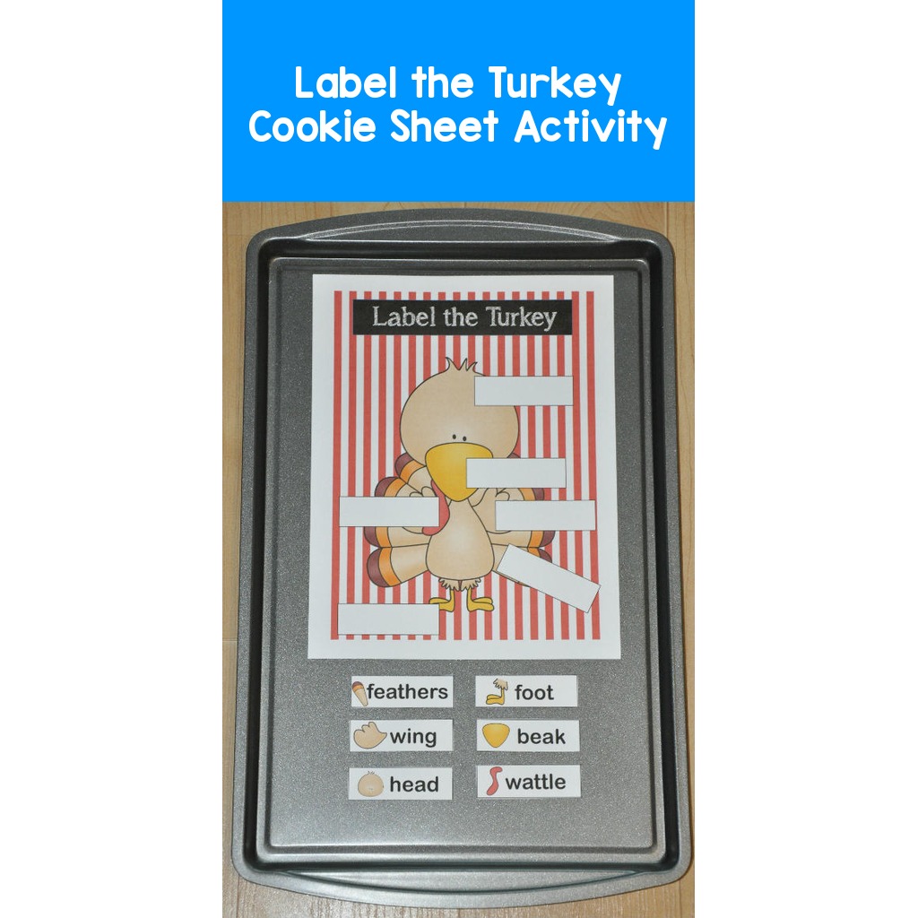 Label the Turkey Cookie Sheet Activity