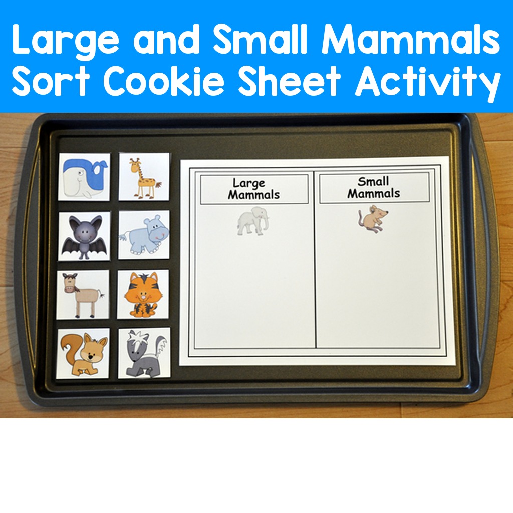Large and Small Mammals Sort Cookie Sheet Activity