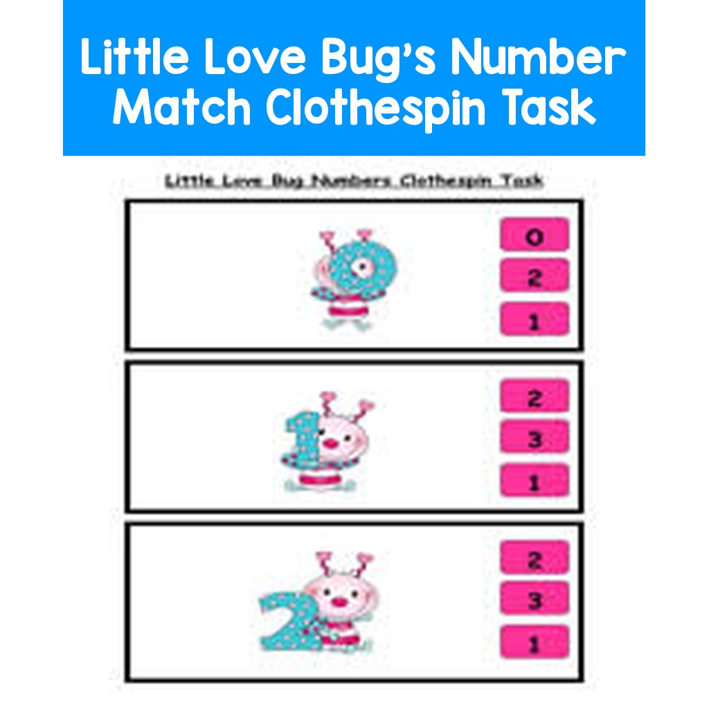 Little Love Bug's Number Match Clothespin Task