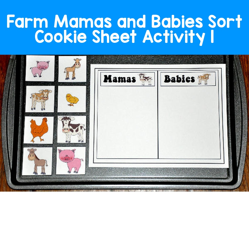 Farm Mamas and Babies Sort Cookie Sheet Activity 1