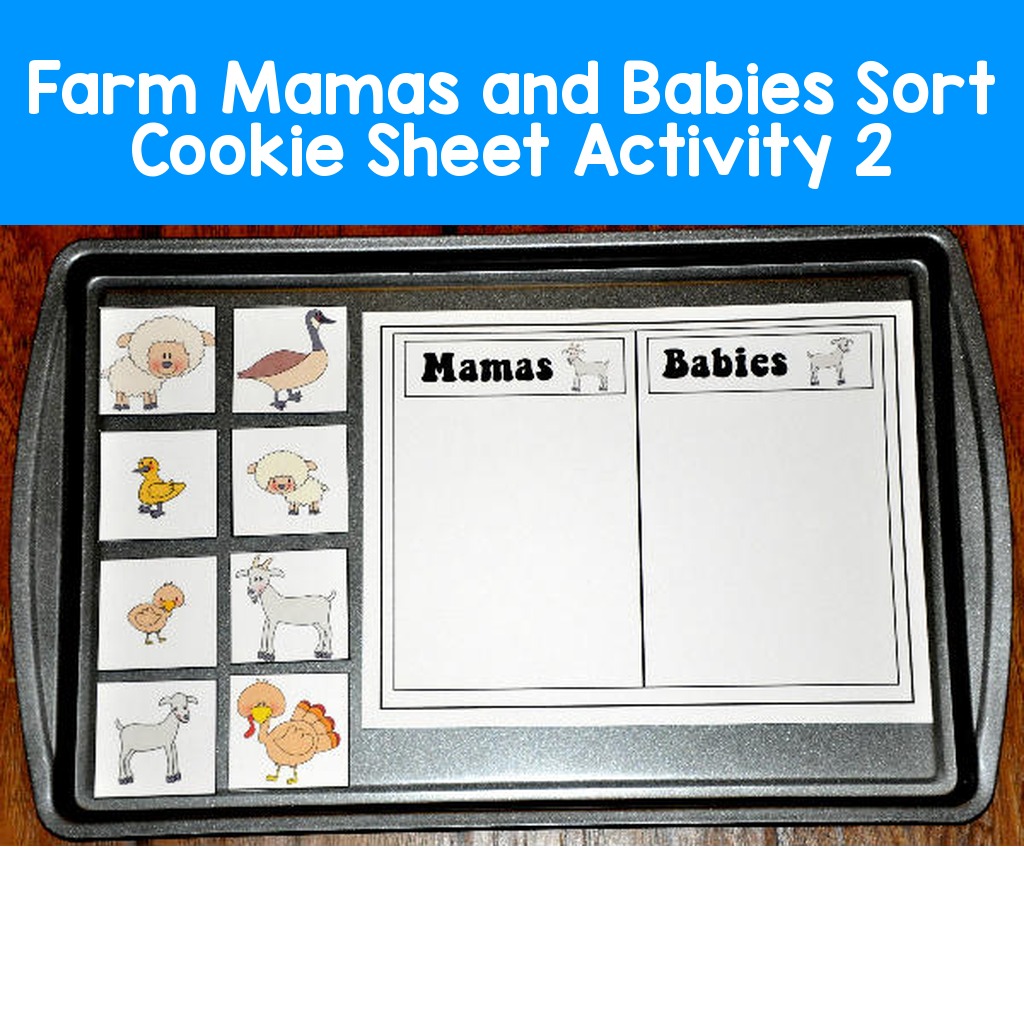 Farm Mamas and Babies Sort Cookie Sheet Activity 2