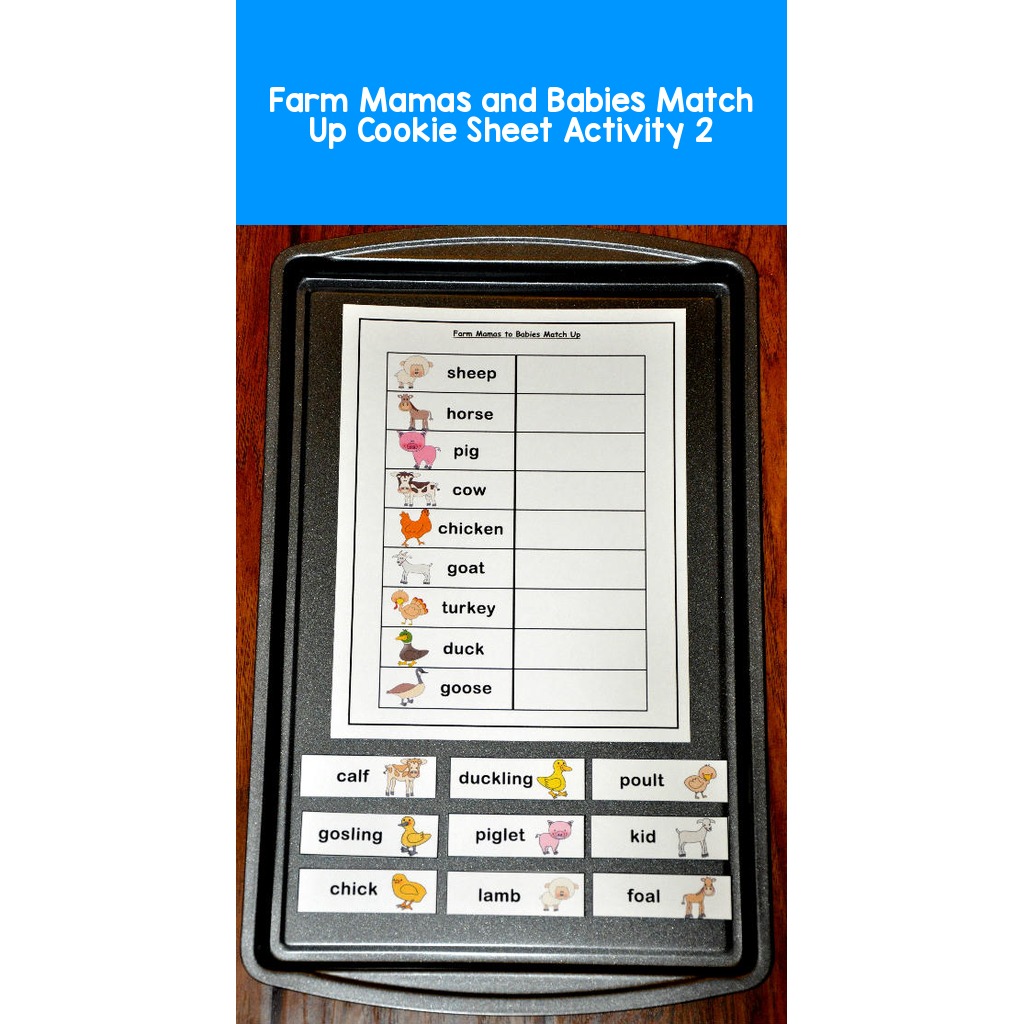 Farm Mamas and Babies Match Up Cookie Sheet Activity 2