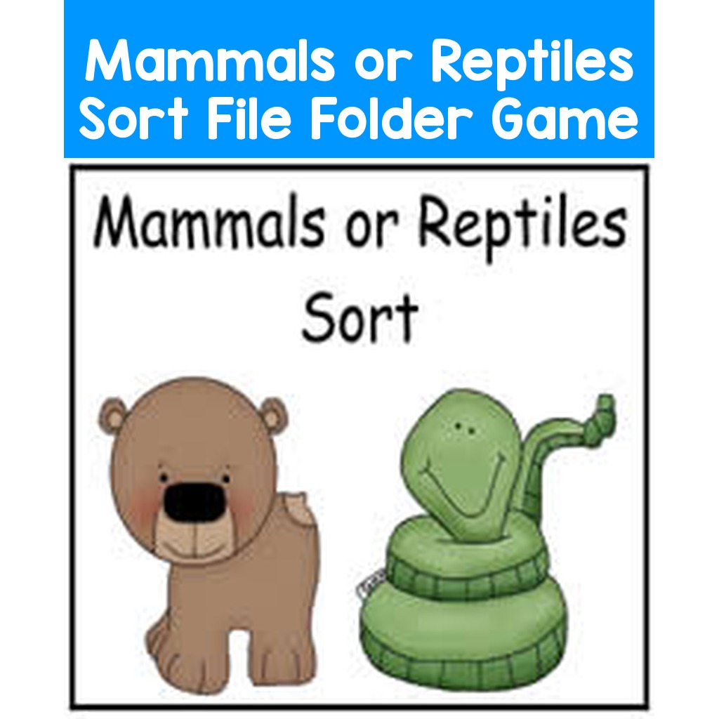 Mammals or Reptiles Sort File Folder Game