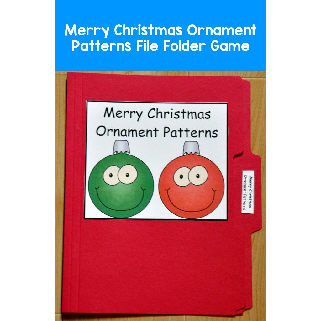 Merry Christmas Ornament Patterns File Folder Game