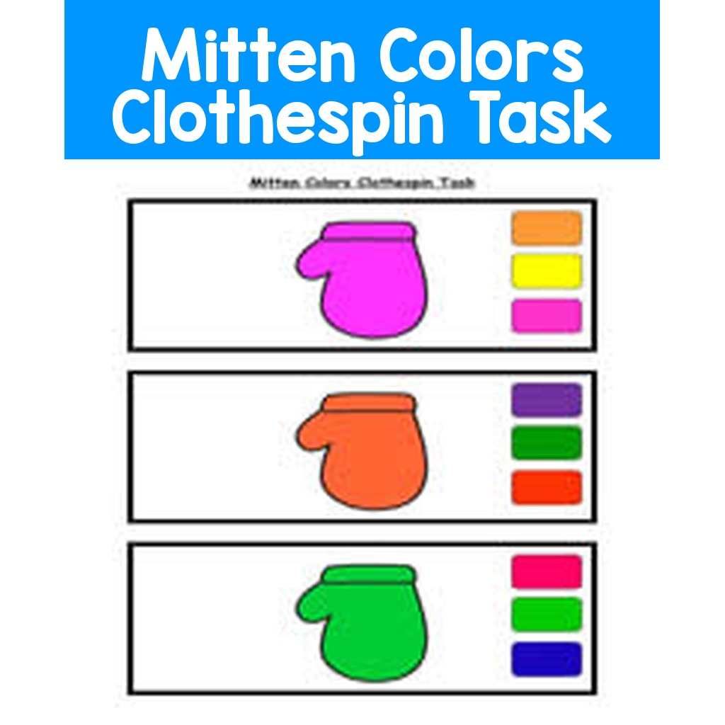 Mitten Colors Clothespin Task