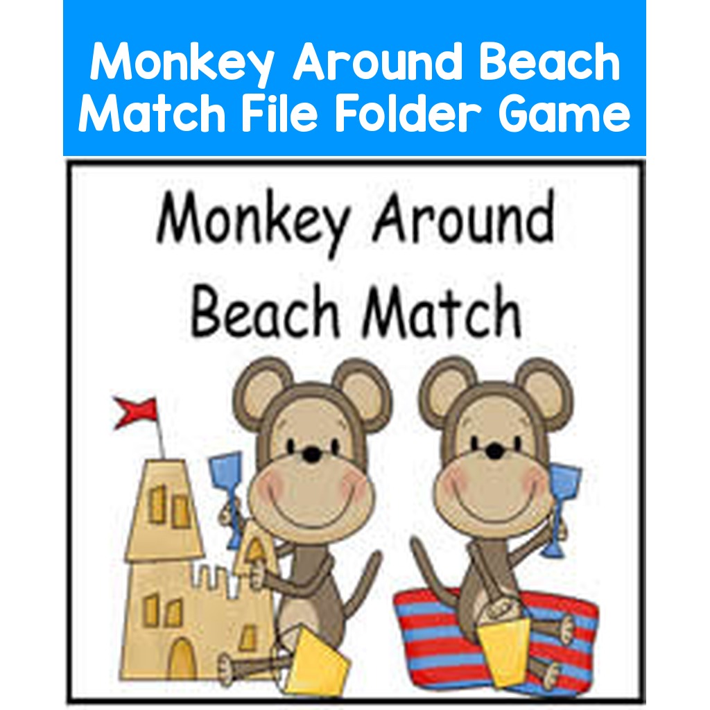Monkey Around Beach Match File Folder Game