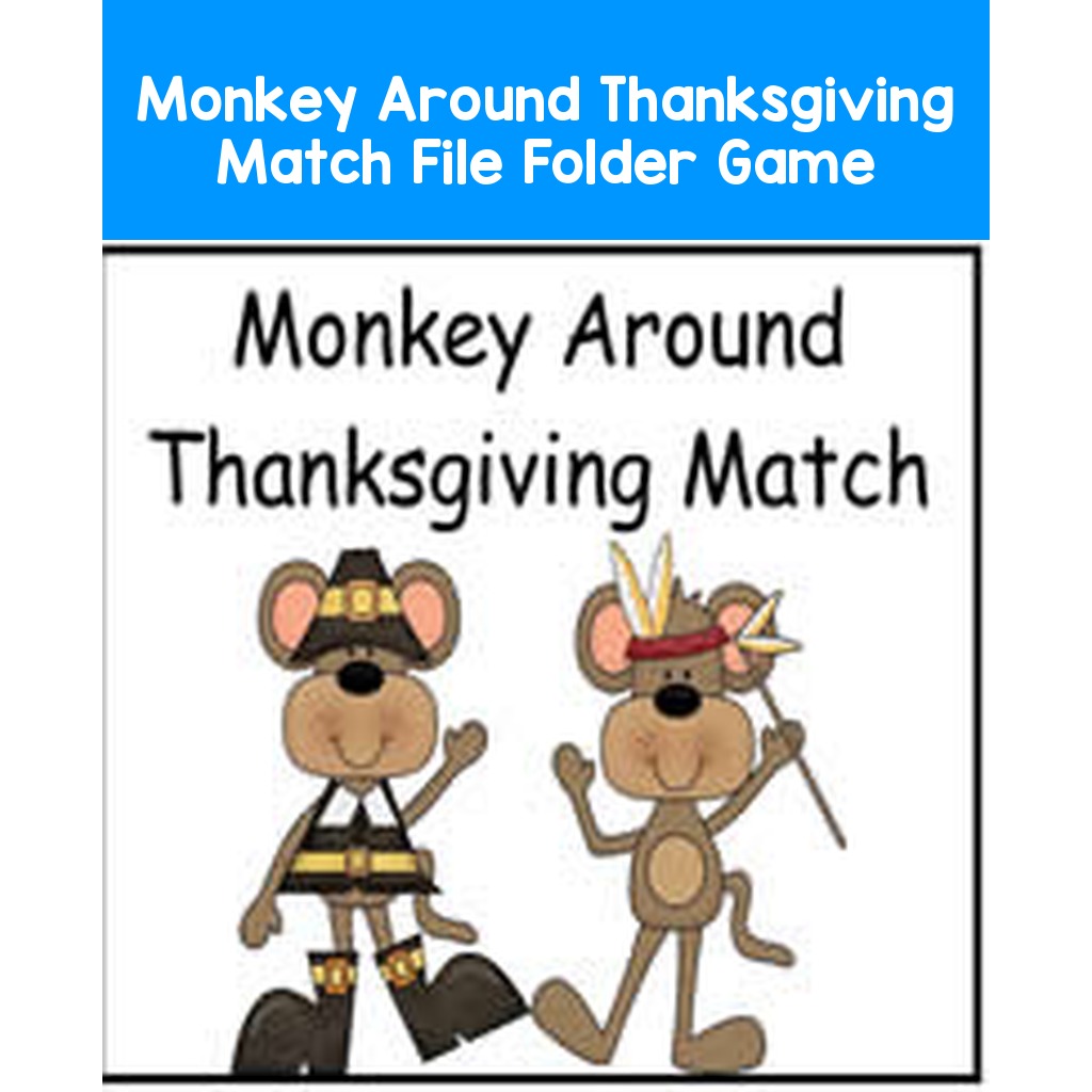 Monkey Around Thanksgiving Match File Folder Game