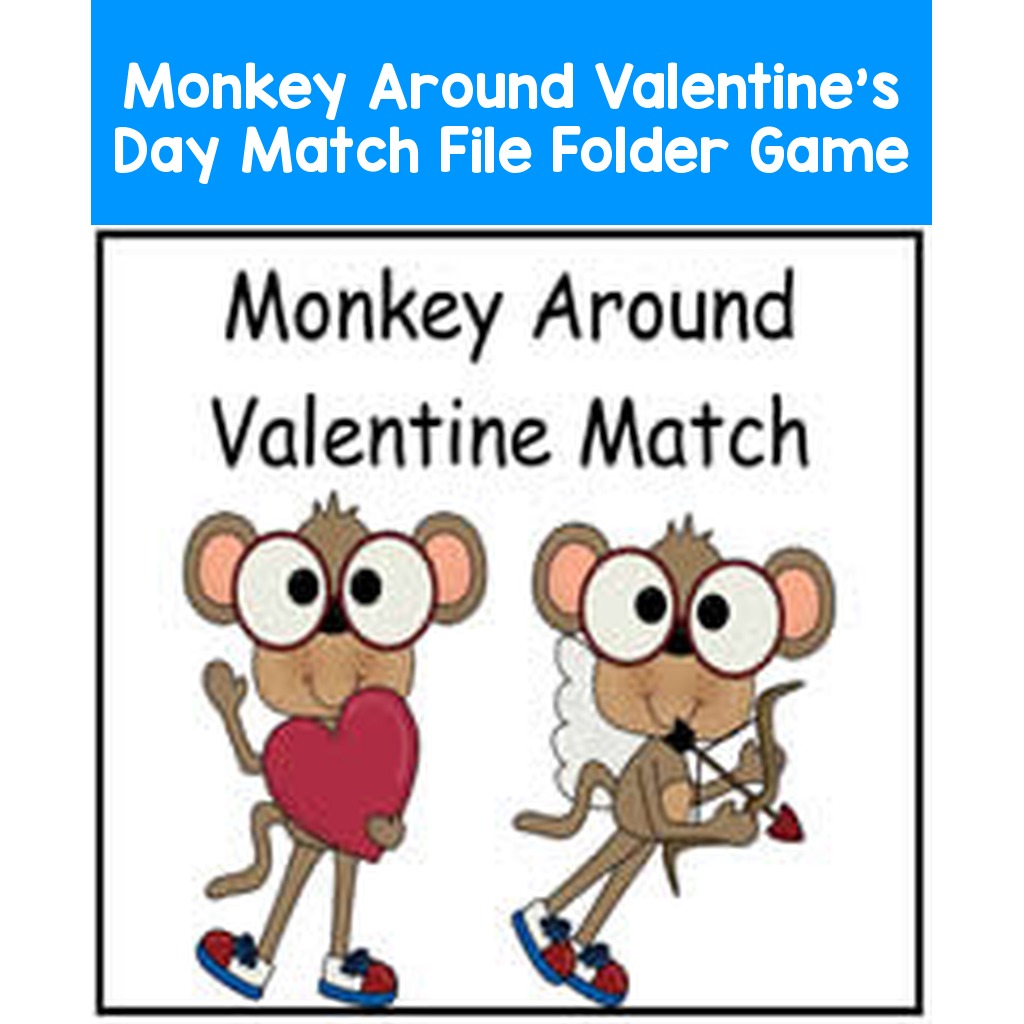 Monkey Around Valentine's Day Match File Folder Game