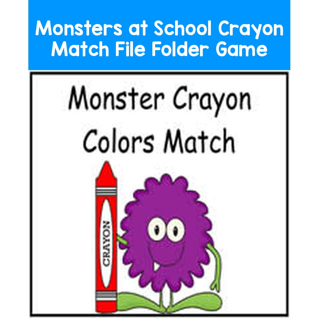 Monsters at School Crayon Match File Folder Game
