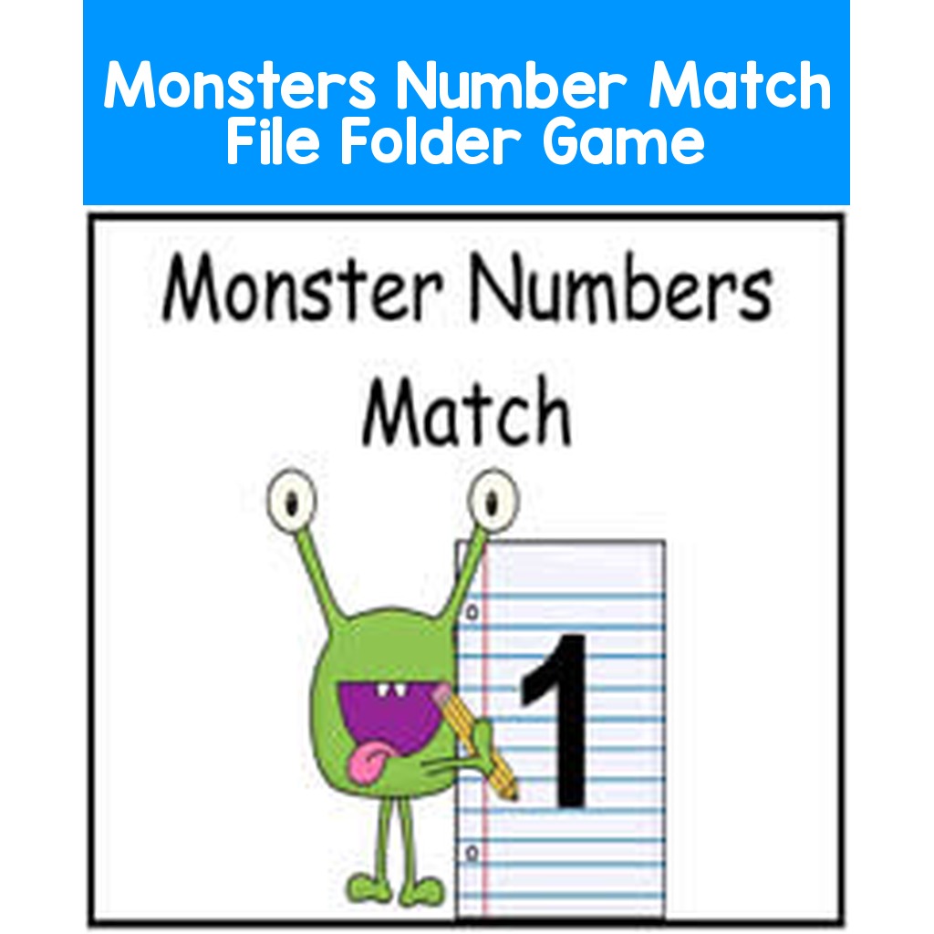 Monsters Number Match File Folder Game
