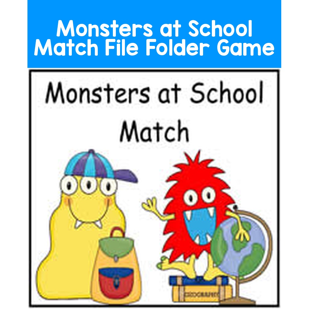 Monsters at School Match File Folder Game