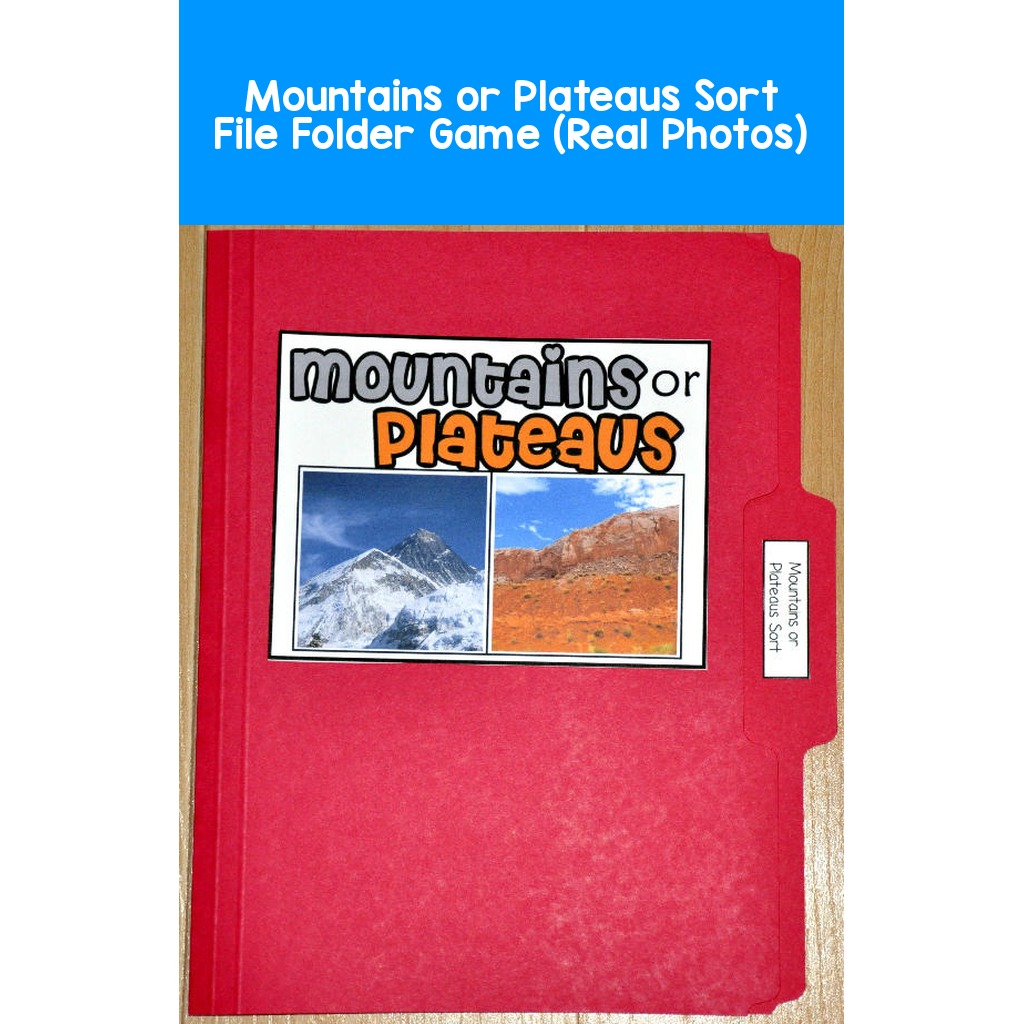 Mountains or Plateaus Sort File Folder Game (Real Photos)