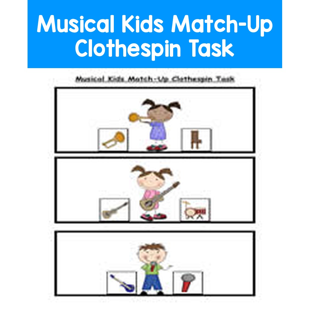 Musical Kids Match-Up Clothespin Task