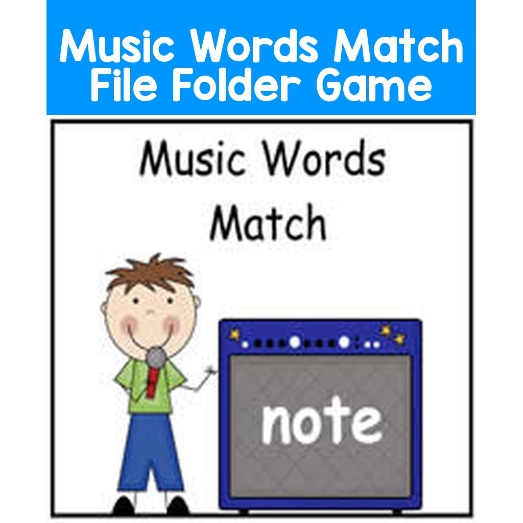 Music Words Match File Folder Game