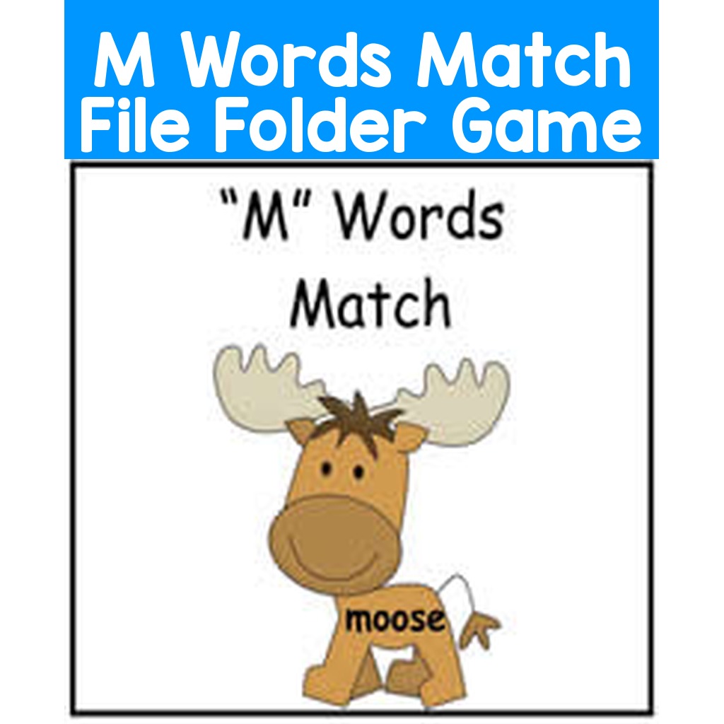 M Words Match File Folder Game