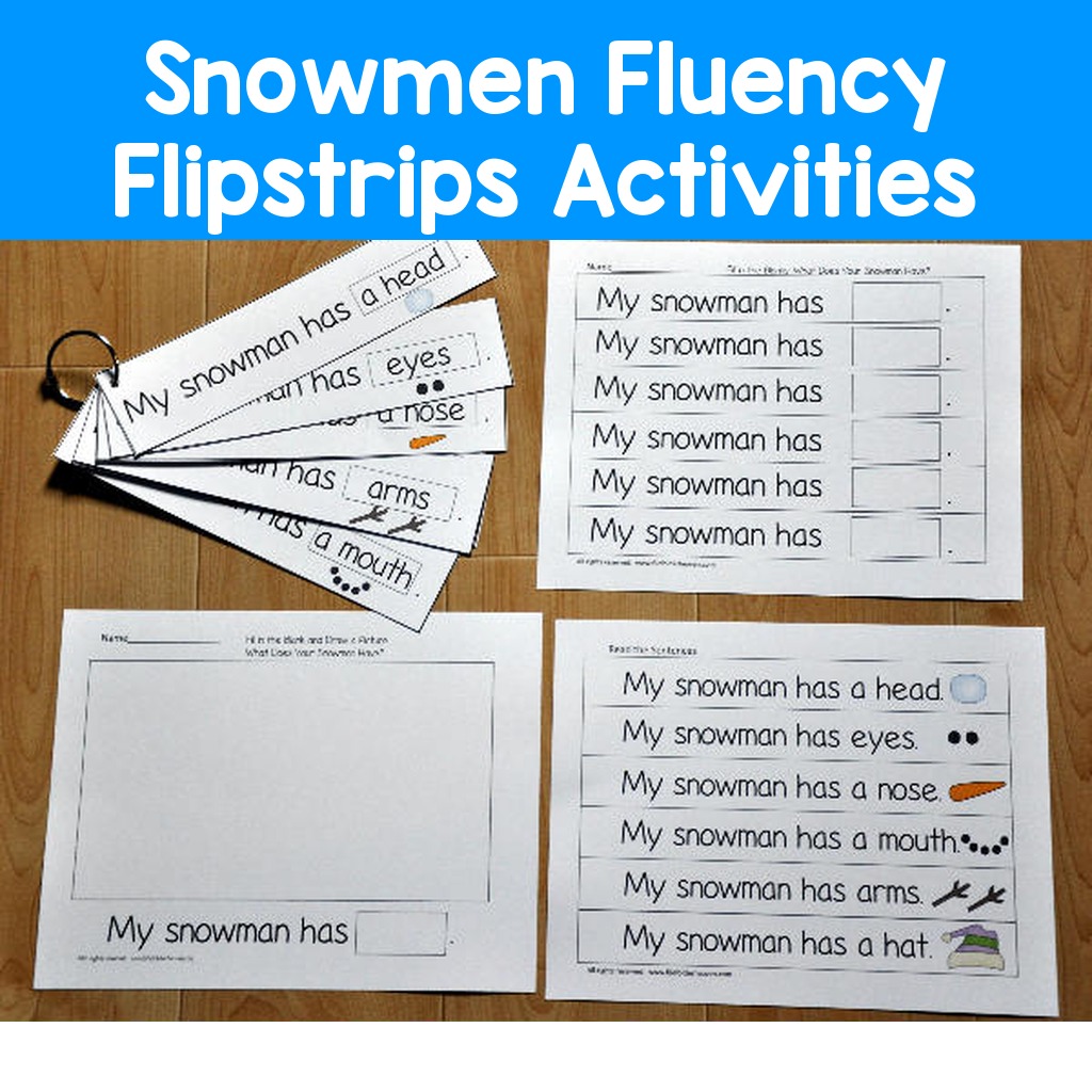 Snowmen Fluency Flipstrips Activities