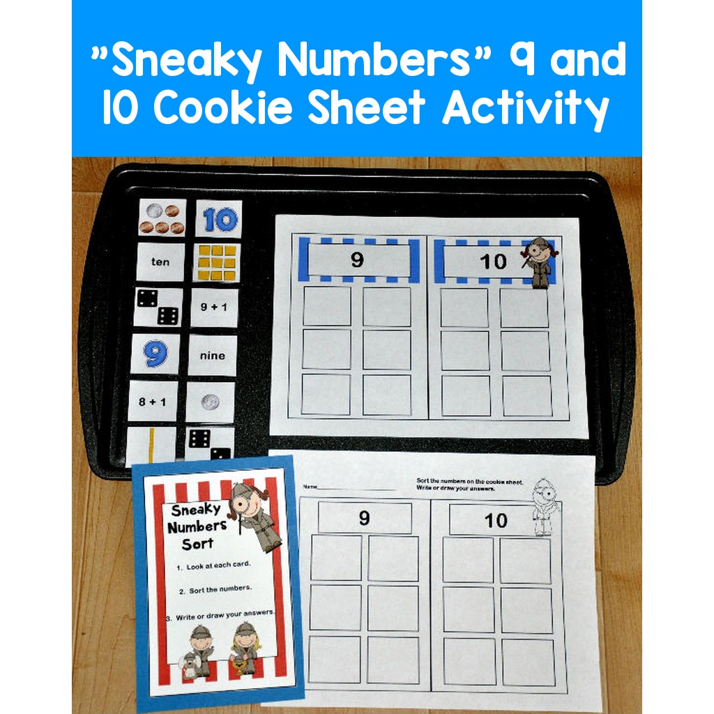 "Sneaky Numbers" 9 and 10 Cookie Sheet Activity
