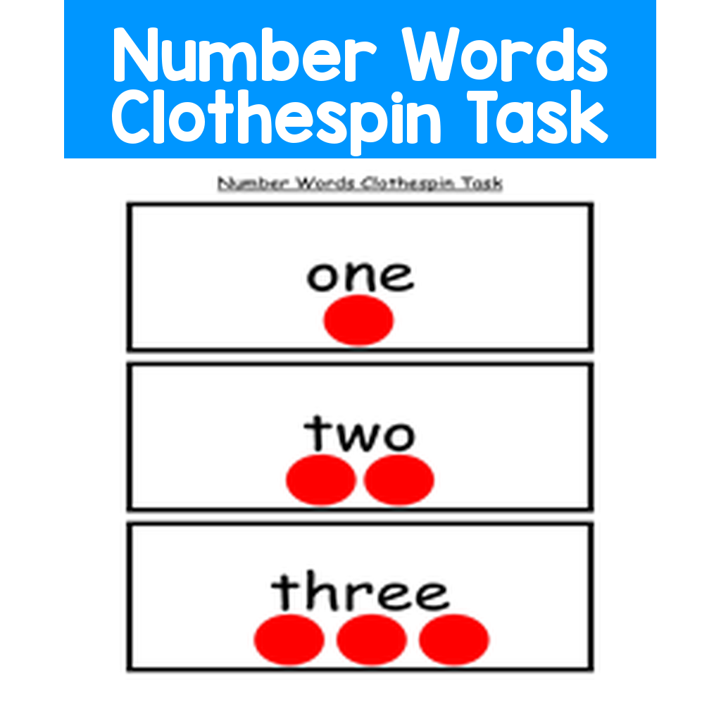 Number Words Clothespin Task