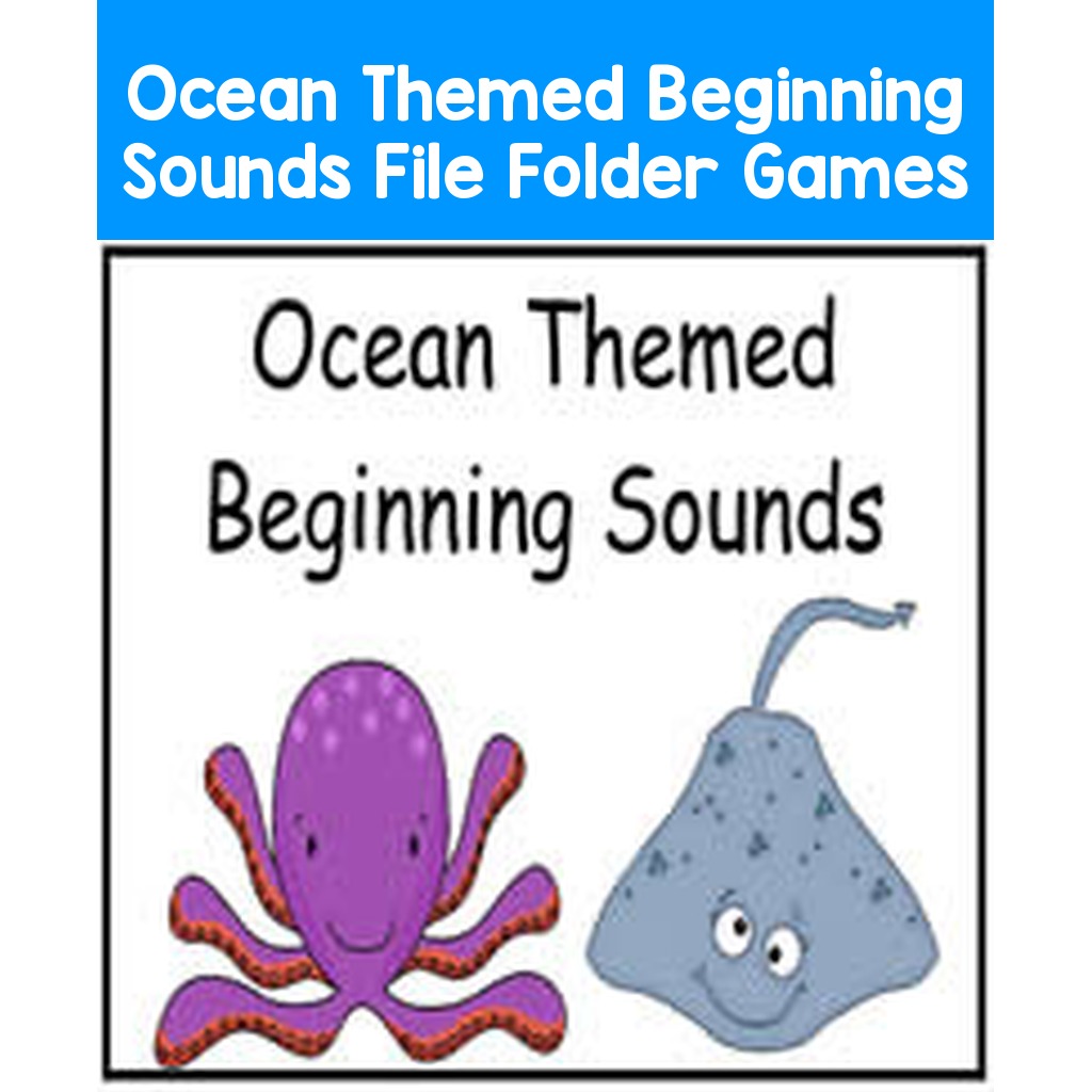 Ocean Themed Beginning Sounds File Folder Games