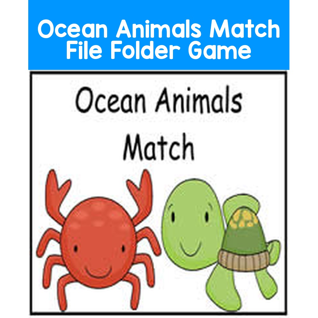 Ocean Animals Match File Folder Game