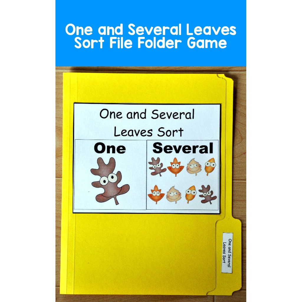 One and Several Leaves Sort File Folder Game