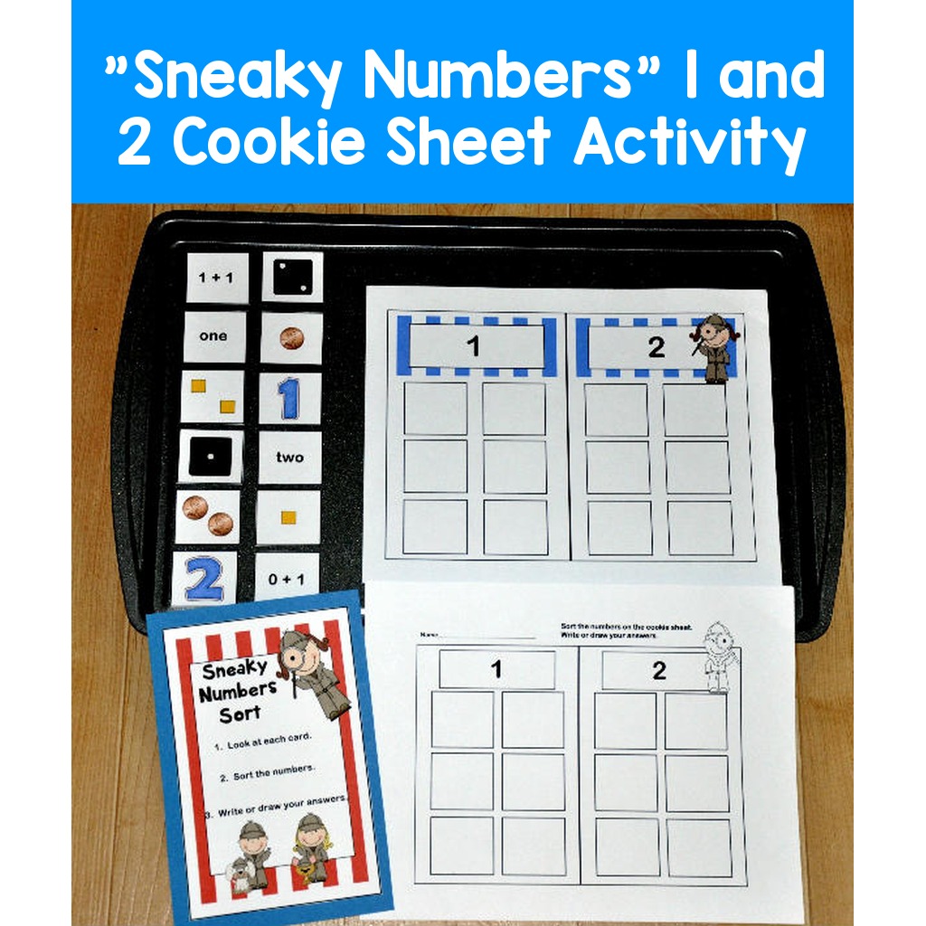 "Sneaky Numbers" 1 and 2 Cookie Sheet Activity