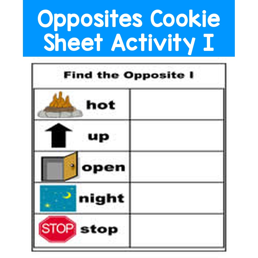 Opposites Cookie Sheet Activity I