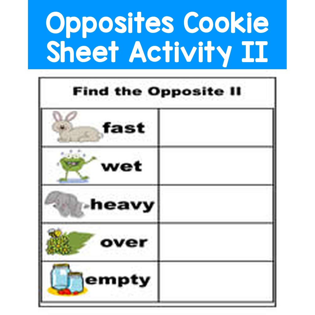 Opposites Cookie Sheet Activity II