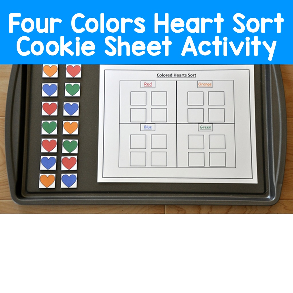 Four Colors Heart Sort Cookie Sheet Activity
