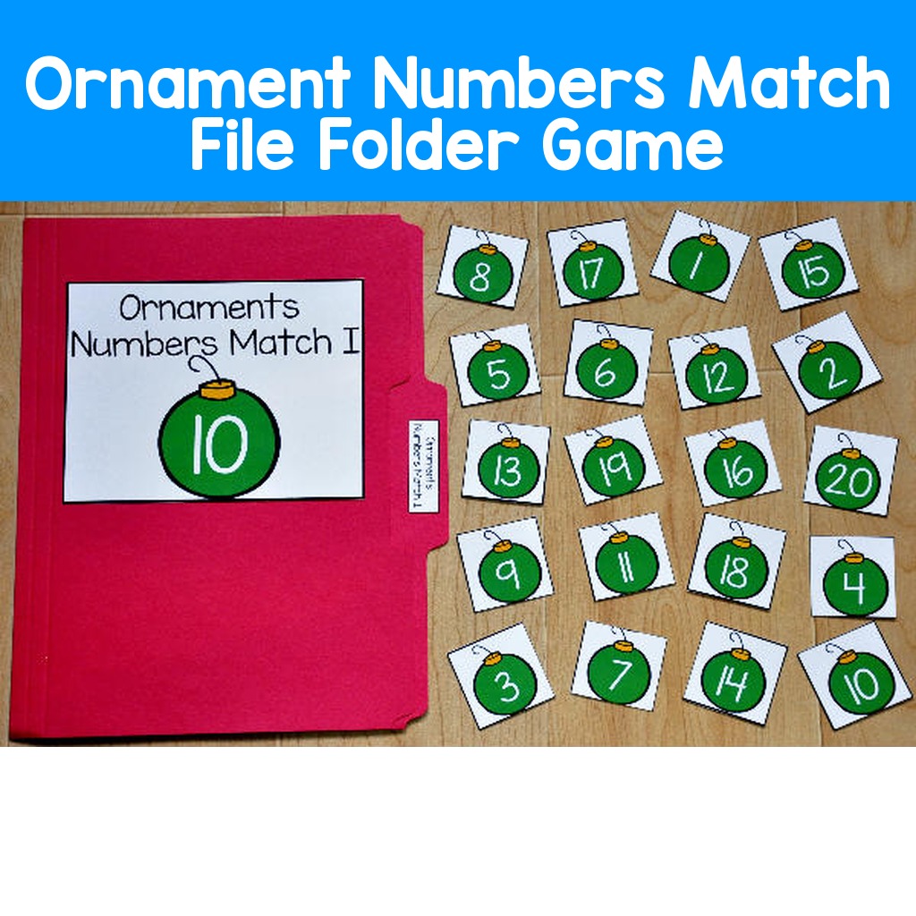 Ornament Numbers Match File Folder Game
