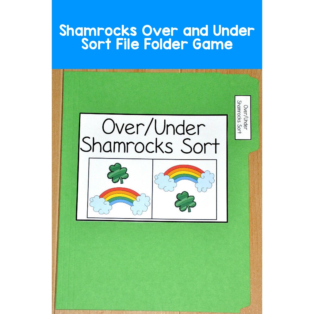 Shamrocks Over and Under Sort File Folder Game