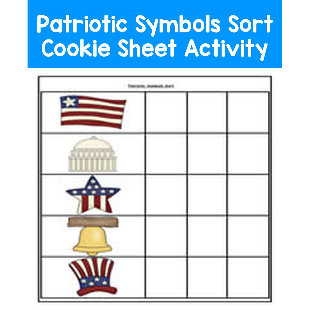 Patriotic Symbols Sort Cookie Sheet Activity