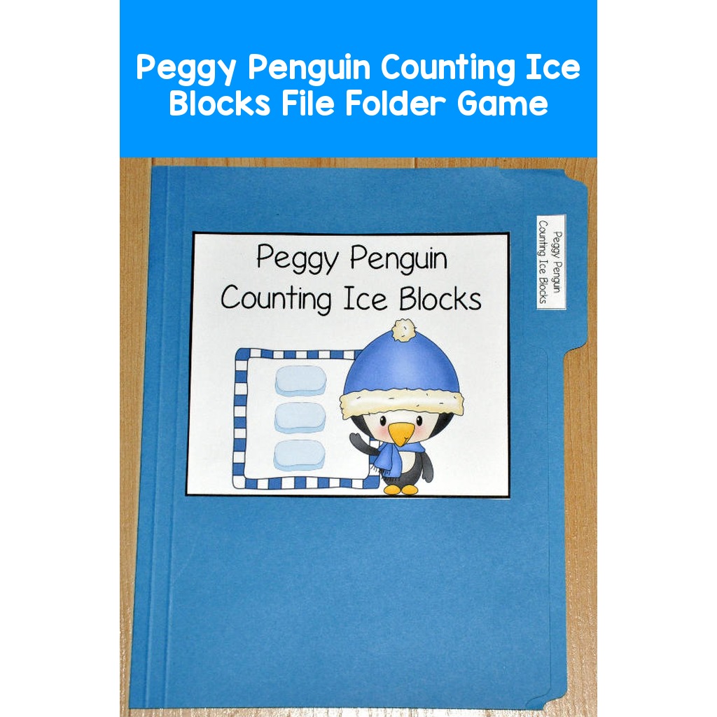 Peggy Penguin Counting Ice Blocks File Folder Game