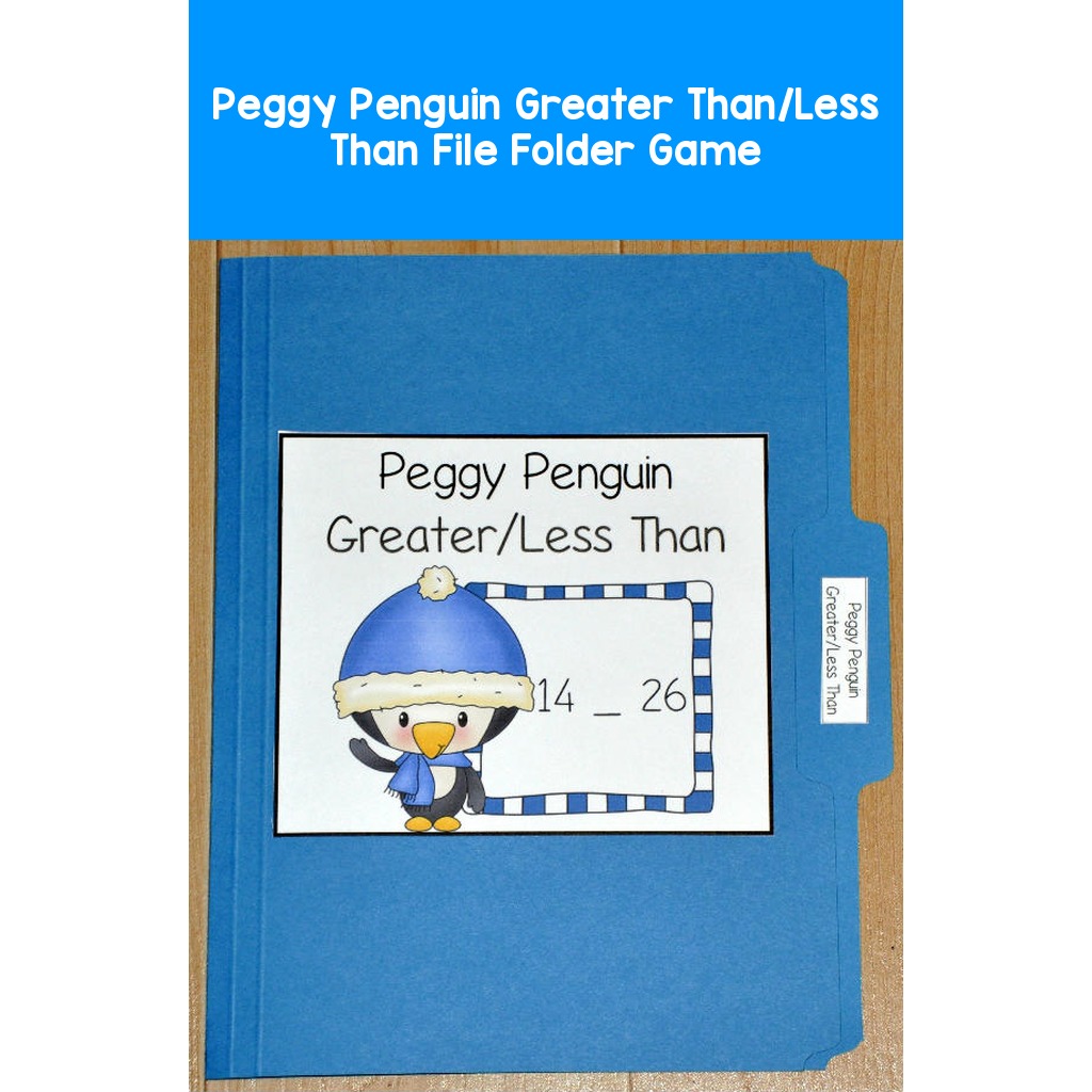 Peggy Penguin Greater Than/Less Than File Folder Game
