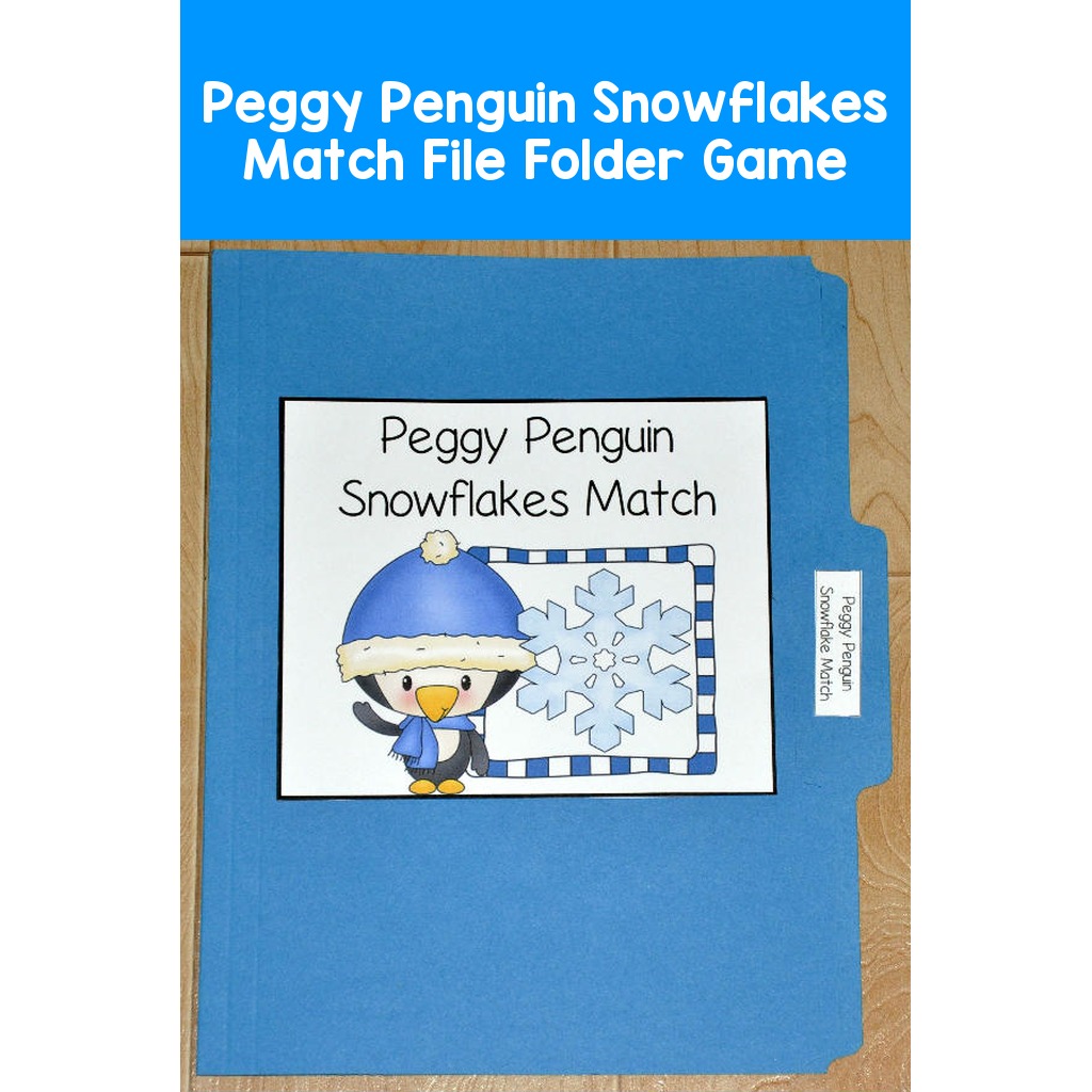 Peggy Penguin Snowflakes Match File Folder Game