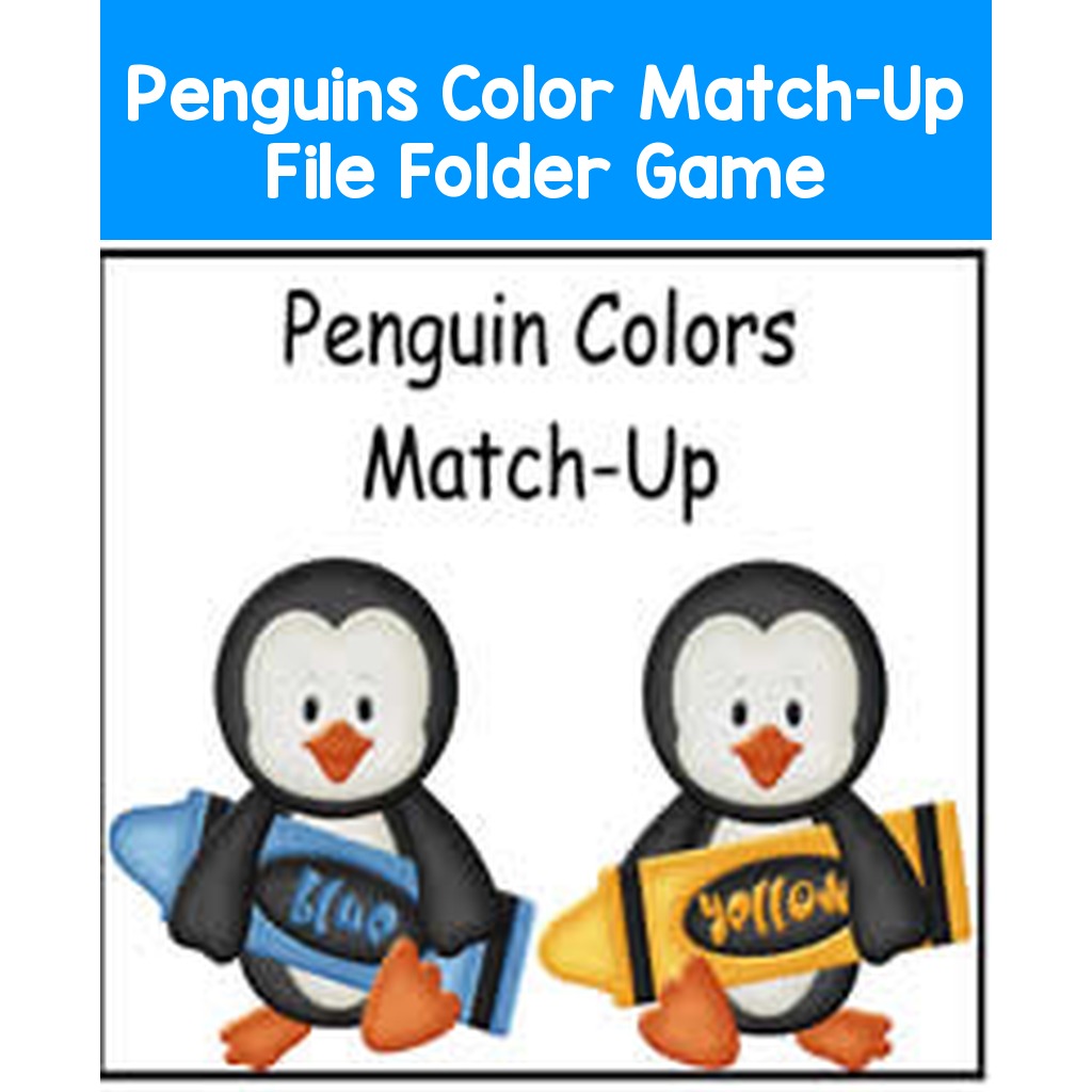 Penguins Color Match-Up File Folder Game