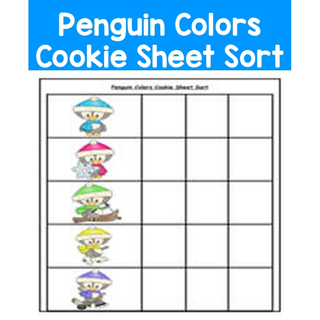 Penguin Colors Cookie Sheet Sort