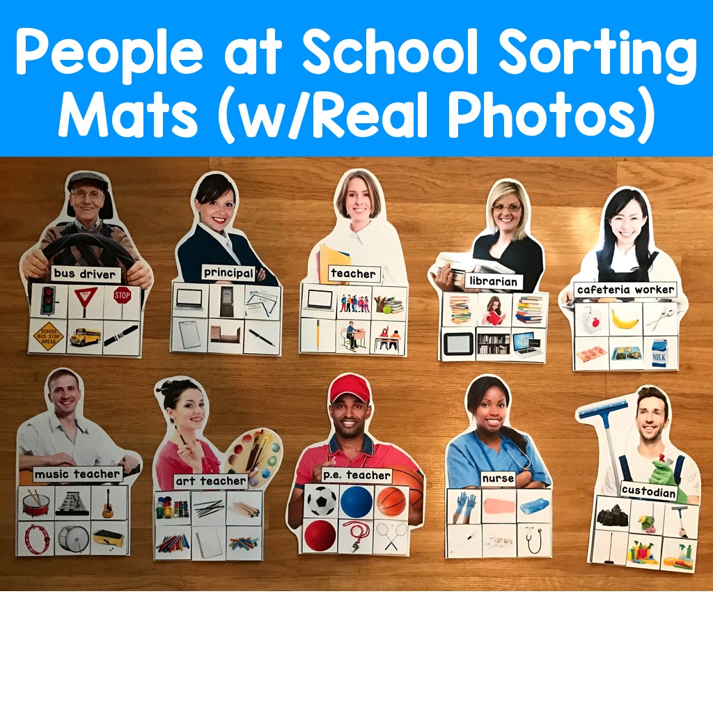 People at School Sorting Mats (w/Real Photos)