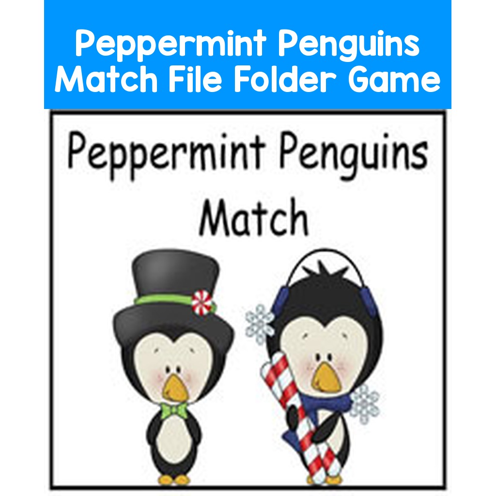 Peppermint Penguins Match File Folder Game
