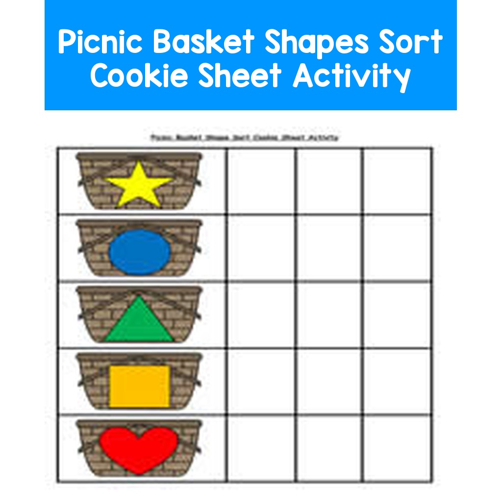 Picnic Basket Shapes Sort Cookie Sheet Activity